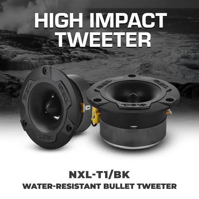 Alt view image 2 of 7 - NXL-T1/BK 3.8 Marine Water-Resistant Super Bullet Tweeters Pair, 240W Peak 1 Aluminum Voice Coil, IP36 Waterproof, High 103dB Sensitivity Black