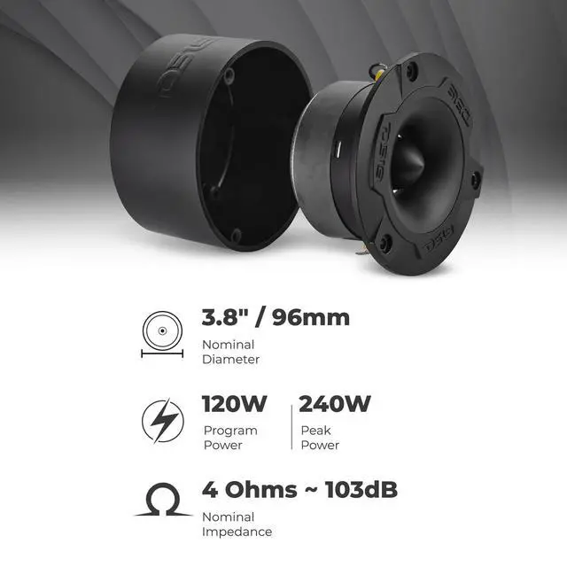 Alt view image 3 of 7 - NXL-T1/BK 3.8 Marine Water-Resistant Super Bullet Tweeters Pair, 240W Peak 1 Aluminum Voice Coil, IP36 Waterproof, High 103dB Sensitivity Black