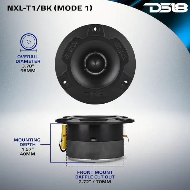 Alt view image 6 of 7 - NXL-T1/BK 3.8 Marine Water-Resistant Super Bullet Tweeters Pair, 240W Peak 1 Aluminum Voice Coil, IP36 Waterproof, High 103dB Sensitivity Black