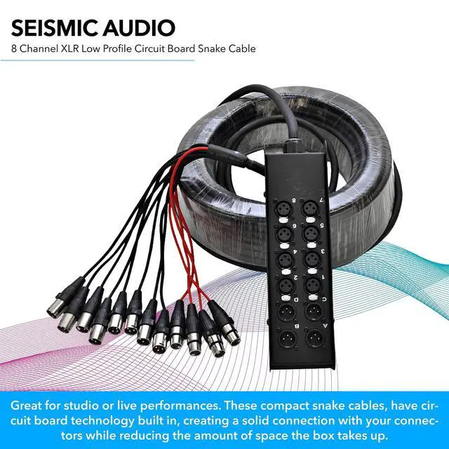 Alt view image 3 of 6 - Speakers 8 Channel Low Profile XLR Send Sub Snake Cable, XLR Splitter Cable, 100 Feet
