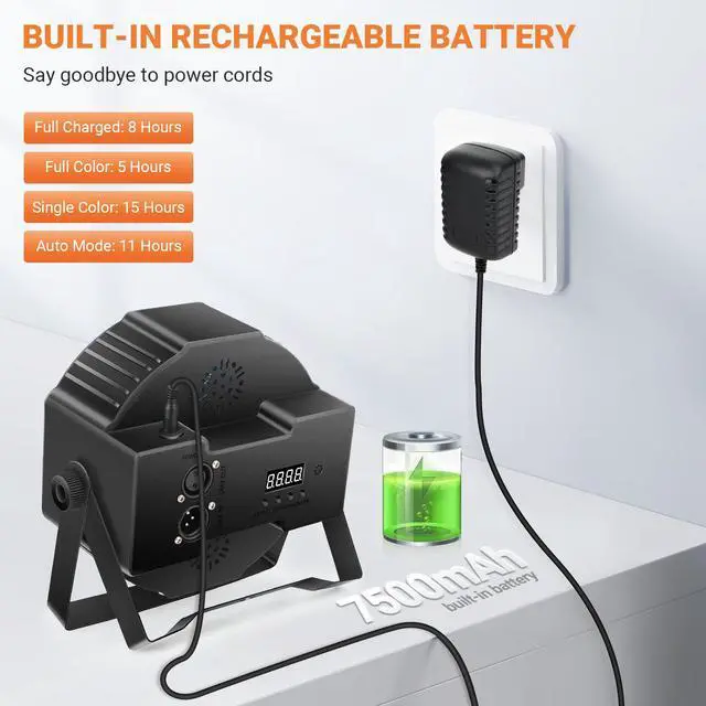 Alt view image 2 of 7 - Battery Powered Stage Par Lights: 36W RGB Rechargeable - 6 to 15Hours Working Time - Remote DMX Control - Great for Mobile DJ Party Planner - Uplights for Events Wedding Music Dance Show Band - 4Pack