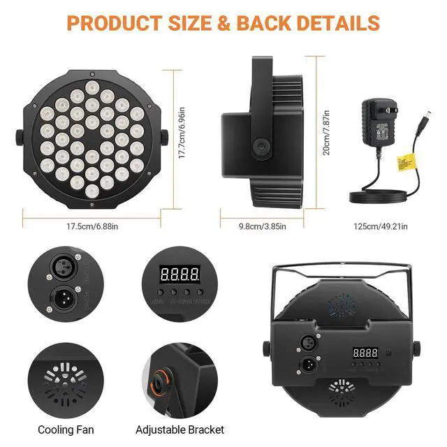 Alt view image 6 of 7 - Battery Powered Stage Par Lights: 36W RGB Rechargeable - 6 to 15Hours Working Time - Remote DMX Control - Great for Mobile DJ Party Planner - Uplights for Events Wedding Music Dance Show Band - 4Pack