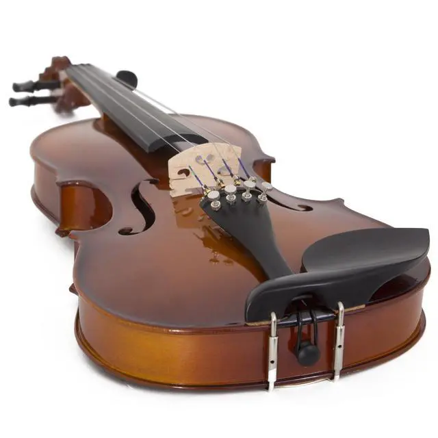 Alt view image 4 of 7 - 4/4 Violin Set Full Size Fiddle Solidwood Ebony Fitted LEFT-HANDED Violin with D'Addario Prelude Strings | Complete Set with Hard Case, Bows, Tuner, Rosin & Shoulder Rest