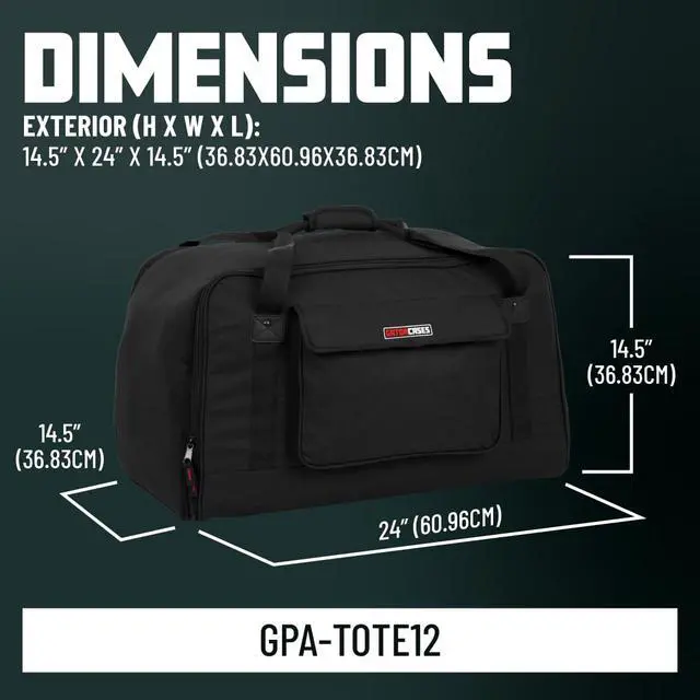 Alt view image 6 of 7 - Cases Heavy-Duty Padded Speaker Tote Bag, 12" Speakers (GPA-TOTE12) | Protect and carry a 12 in. speaker with water-resistant fabric, full padding, and reinforced wraparound handles
