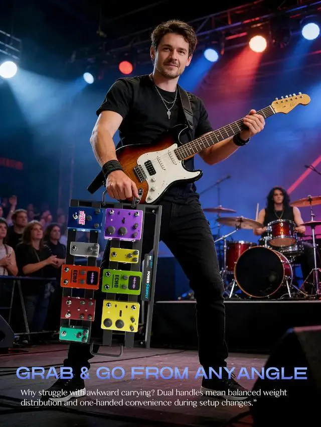 Alt view image 4 of 7 - AP-80 Guitar Effects Pedal Board with Built-in High Current Power Supply | Noise Reduction | Durable Aluminum Case | Patch Cables& Portable Gig Bag|For Electric Guitar & Bass