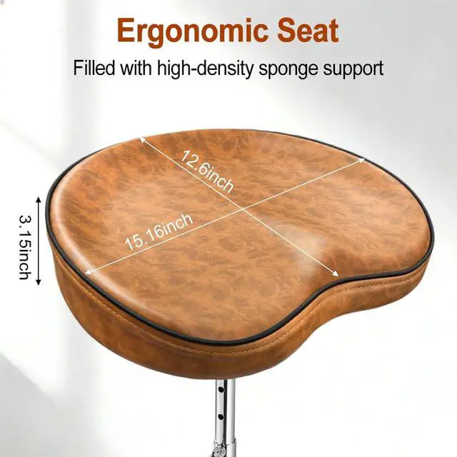 Alt view image 3 of 7 - Drum Throne Saddle Style for Adults,Drummer - Heavy Duty Adjustable Drum Seat Stool with Leather Seat