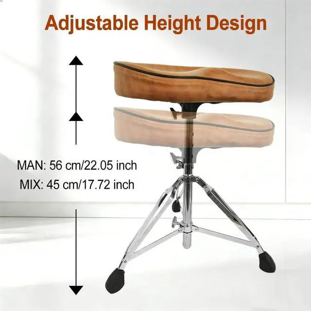 Alt view image 6 of 7 - Drum Throne Saddle Style for Adults,Drummer - Heavy Duty Adjustable Drum Seat Stool with Leather Seat