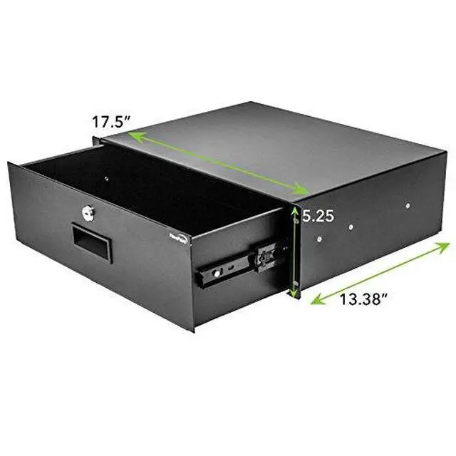 Alt view image 3 of 7 - Server Cabinet Case 19 Inch Rack Mount DJ Locking Lockable Deep Drawer with Key 3U