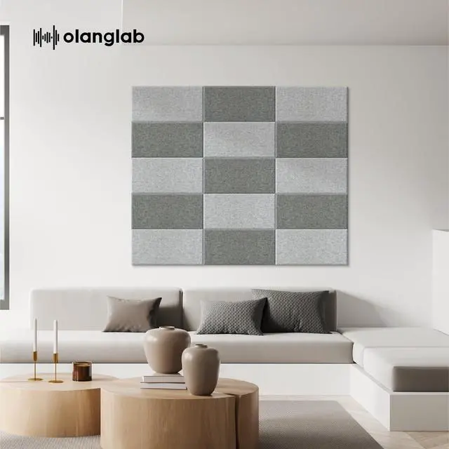 Alt view image 3 of 7 - Fiberglass Acoustic Wall Panels 4 Pack, 11.8'' x 23.6'' Sound Panels, Fabric Wrapped Sound Proof Panels for Walls (Dark Grey)