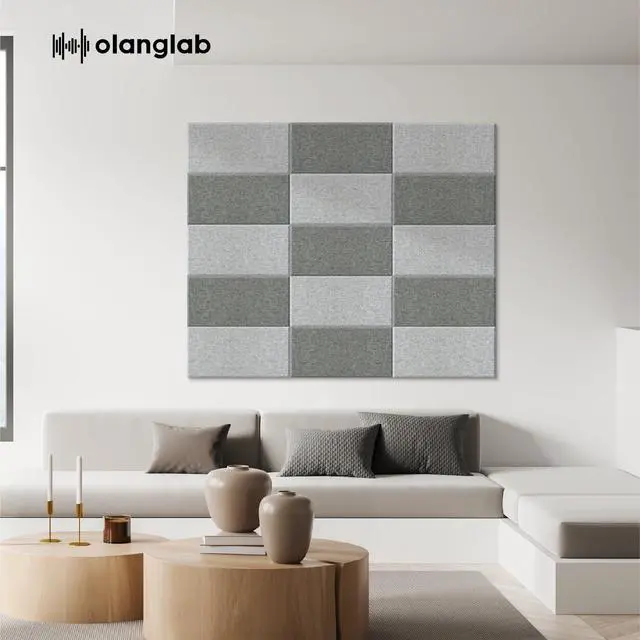 Alt view image 3 of 7 - Fiberglass Acoustic Wall Panels 4 Pack, 11.8'' x 23.6'' Sound Panels, Fabric Wrapped Sound Proof Panels for Walls (Light Gray)