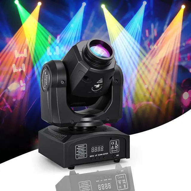 Main image of 60W LED Moving Head Stage Light, DMX512 DJ Light | 8 Gobos & 8 Colors, Sound Activated, 540° Pan & 270° Tilt, Compact DJ Lighting for Weddings, Parties, and Stage Events