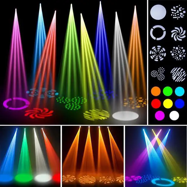 Alt view image 2 of 7 - 60W LED Moving Head Stage Light, DMX512 DJ Light | 8 Gobos & 8 Colors, Sound Activated, 540° Pan & 270° Tilt, Compact DJ Lighting for Weddings, Parties, and Stage Events