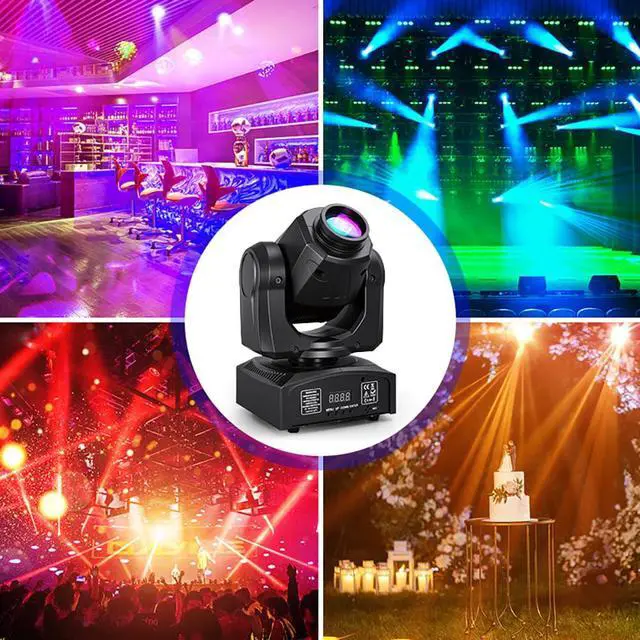 Alt view image 6 of 7 - 60W LED Moving Head Stage Light, DMX512 DJ Light | 8 Gobos & 8 Colors, Sound Activated, 540° Pan & 270° Tilt, Compact DJ Lighting for Weddings, Parties, and Stage Events