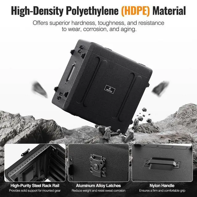 Alt view image 2 of 7 - 6U Waterproof Rackmount Rack Case PRCSE-6UD | 19-in Rackmount, Detachable Cover Storage, Shockproof & Waterproof, Wireless Systems, IEMs, Amplifiers