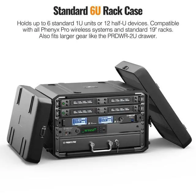 Alt view image 6 of 7 - 6U Waterproof Rackmount Rack Case PRCSE-6UD | 19-in Rackmount, Detachable Cover Storage, Shockproof & Waterproof, Wireless Systems, IEMs, Amplifiers