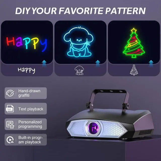 Alt view image 2 of 7 - DJ Laser Light for Party,3D Animation Laser Machine,Multiple Control Functions,Support Manual Graffiti, Text Playback, and Personalized Programming,Suitable for DJ Parties, KTV Bars and Events