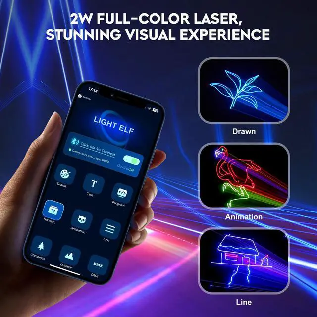 Alt view image 4 of 7 - DJ Laser Light for Party,3D Animation Laser Machine,Multiple Control Functions,Support Manual Graffiti, Text Playback, and Personalized Programming,Suitable for DJ Parties, KTV Bars and Events