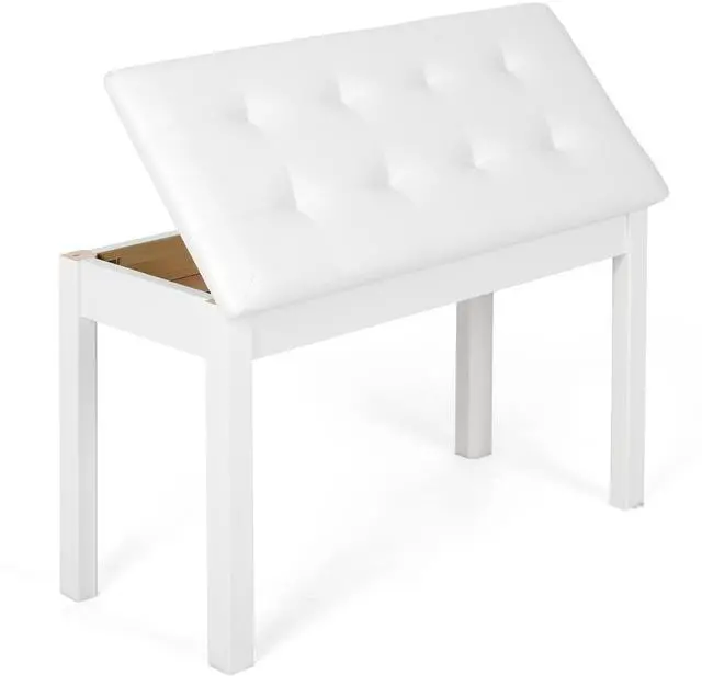 Main image of Piano Stool with Storage Piano Stool with Padding Wooden Keyboard Piano Double Seat with Waterproof and Non-Slip, White