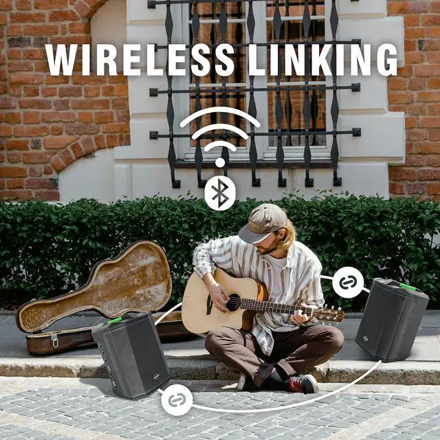 Alt view image 5 of 7 - Portable PA System 120W Battery Powered Bluetooth Speaker with Wireless Microphone Input, 6.5" Woofer, 3-Channel Mixer for Busking, Karaoke, Guitar, Church, Outdoor Events - TWS Pairing