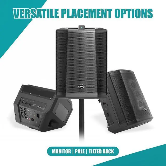 Alt view image 6 of 7 - Portable PA System 120W Battery Powered Bluetooth Speaker with Wireless Microphone Input, 6.5" Woofer, 3-Channel Mixer for Busking, Karaoke, Guitar, Church, Outdoor Events - TWS Pairing