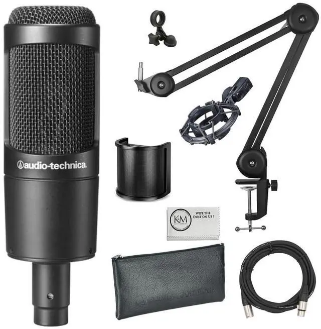 Main image of AT2035 Cardioid Condenser Microphone Bundle with XLR Cable + Microphone Arm + U Shape Pop Shield + Microfiber Cloth (5 Items)