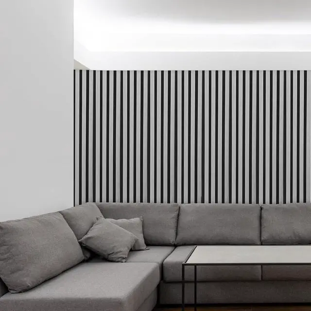 Alt view image 5 of 6 - Wood Wall Panels, 9 Feet Acoustic Slat Wall Panels for Interior Wall Decor and Noise Reduction, Decorative Slat Wall Paneling, Gray Oak, 6-Piece