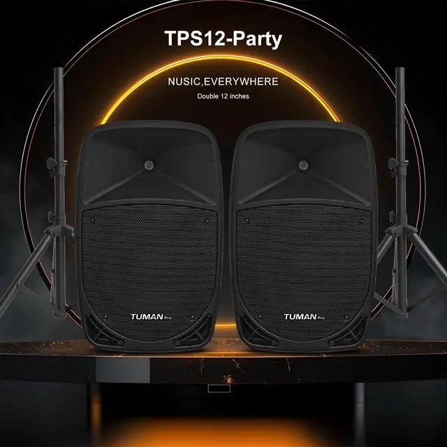 Alt view image 2 of 7 - Dual 12 Inch 1000W High Powered PA Speaker System | Support bluetooth FM radio USB SD media playback includes two stands for outdoor karaoke events