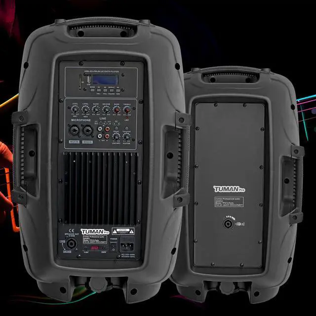 Alt view image 4 of 7 - Dual 12 Inch 1000W High Powered PA Speaker System | Support bluetooth FM radio USB SD media playback includes two stands for outdoor karaoke events