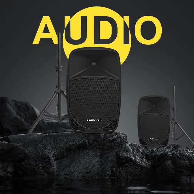 Alt view image 6 of 7 - Dual 10 Inch 1200W High Powered PA Speaker System | Support bluetooth FM radio USB SD media playback includes two stands for outdoor karaoke events
