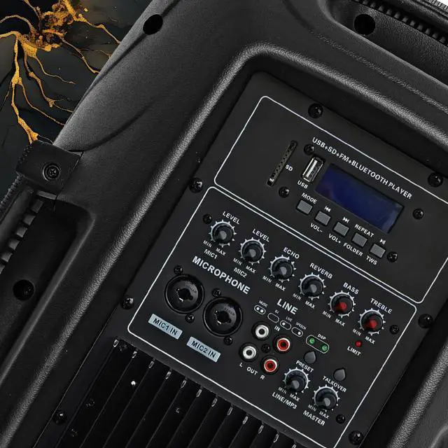Alt view image 7 of 7 - Dual 12 Inch 1000W High Powered PA Speaker System | Support bluetooth FM radio USB SD media playback includes two stands for outdoor karaoke events
