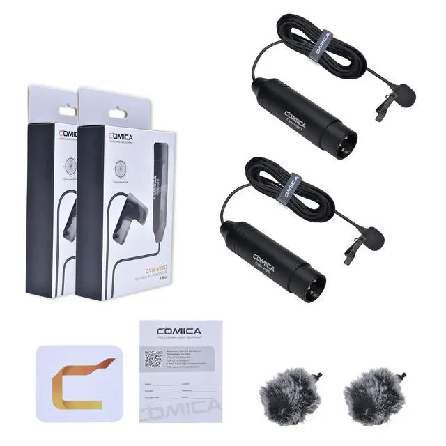 Alt view image 7 of 7 - XLR Microphone CVM-V02O 2 Pack 5.9 fts Phantom Power Omni-Directional Lavalier Lapel Microphone for Canon Sony Panasonic Camcorders Zoom H4n H5 H6 Tascam DR-40 DR-60D DR-70D DR-100 Recorders
