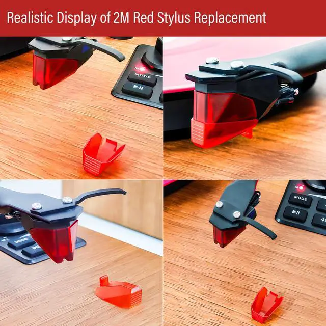 Alt view image 2 of 7 - 2M Red Turntables Elliptical Diamond Stylus Replacement for Ortofon 2M Series Stylus, Universally Compatible With Ortofon 2M PnP MkII Turntable Cartridge with Stylus Guard Cover