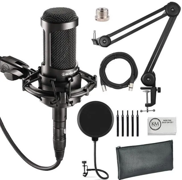 Main image of AT2035 Cardioid Condenser Microphone for Content Creators, Streamers, Podcasters and Musicians Bundled with XLR Cable + Pop Filter + Microphone Arm (4 Items)