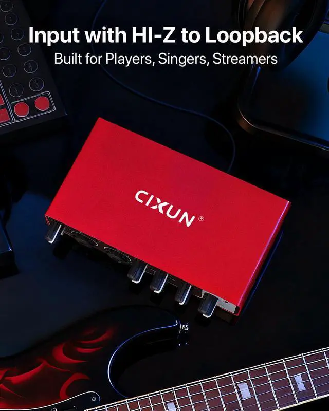 Alt view image 4 of 7 - 2x2 USB-C Audio Interface for PC/Mac Recording, 24-bit/192kHz, Dual TS/XLR Inputs, +48V Phantom Power, Studio/Podcast/Streaming(Matte Red)