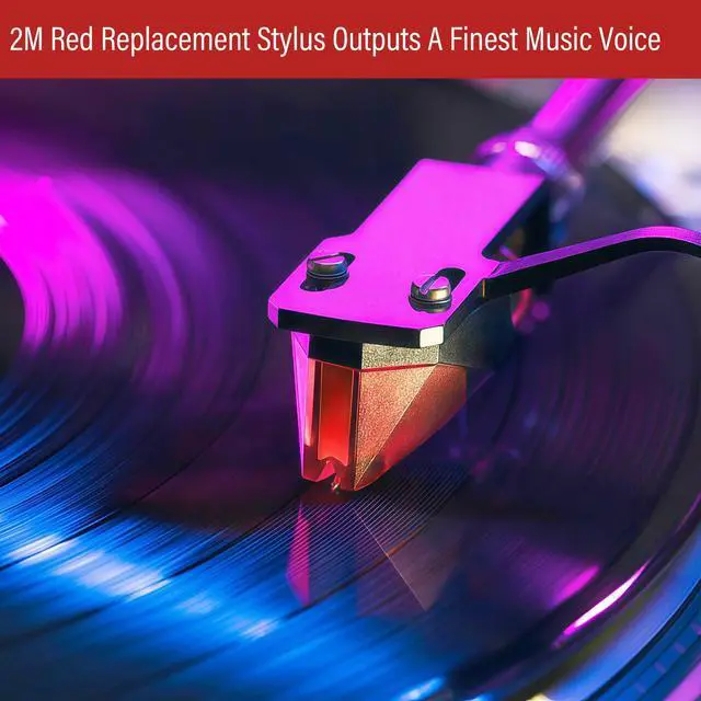 Alt view image 6 of 7 - 2M Red Turntables Elliptical Diamond Stylus Replacement for Ortofon 2M Series Stylus, Universally Compatible With Ortofon 2M PnP MkII Turntable Cartridge with Stylus Guard Cover