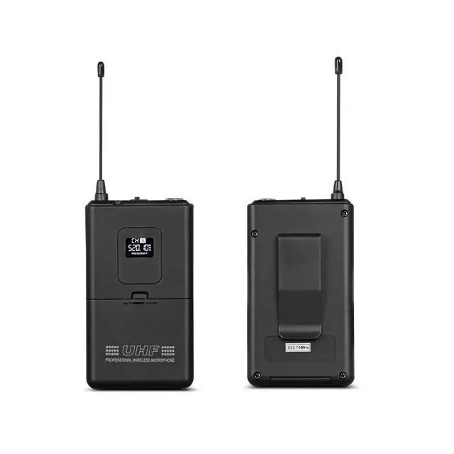 Alt view image 5 of 7 - Wireless Microphone System Pro UHF 4 Channel 4 Lavalier Bodypacks 4 Lapel Mic 4 Headsets for Karaoke System Church Speaking Conference Wedding Party