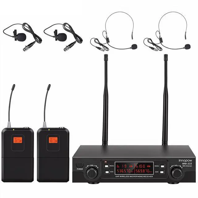 Main image of 200-Channel Wireless Lavalier Microphone, Dual UHF Bodypack Cordless Lavalier Mic System Set, Auto Scan, Long Range 200-240Ft, 16 Hours Use Ideal for Speaking, Classroom 2023 333B