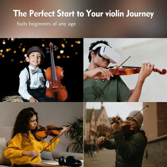 Alt view image 6 of 7 - 1/2 Size Wood Violin Set for Kids Teens Students Adults Beginner Acoustic Violin Matte Fiddle Starter Kit with Hard Case, Rosin, Shoulder Rest, Bow, Clip-on Tuner and Fingerboard Sticker