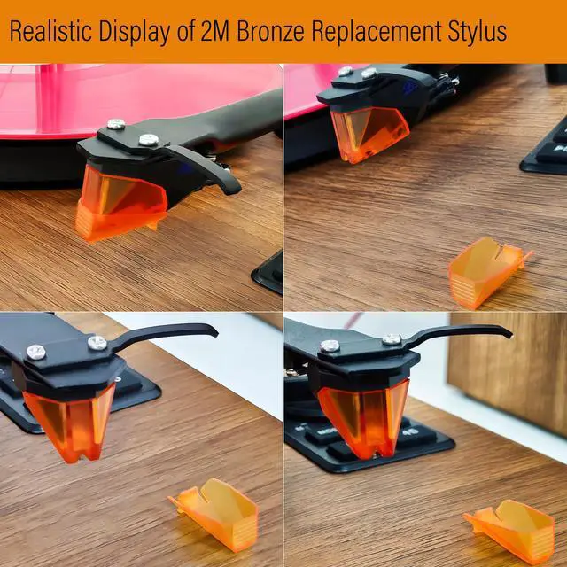 Alt view image 2 of 7 - 2M Bronze Elliptical Diamond Turntables Stylus Replacement for Ortofon 2M Series Stylus, Universally Compatible With Ortofon 2M PnP MkII Turntable Cartridge with Stylus Guard Cover