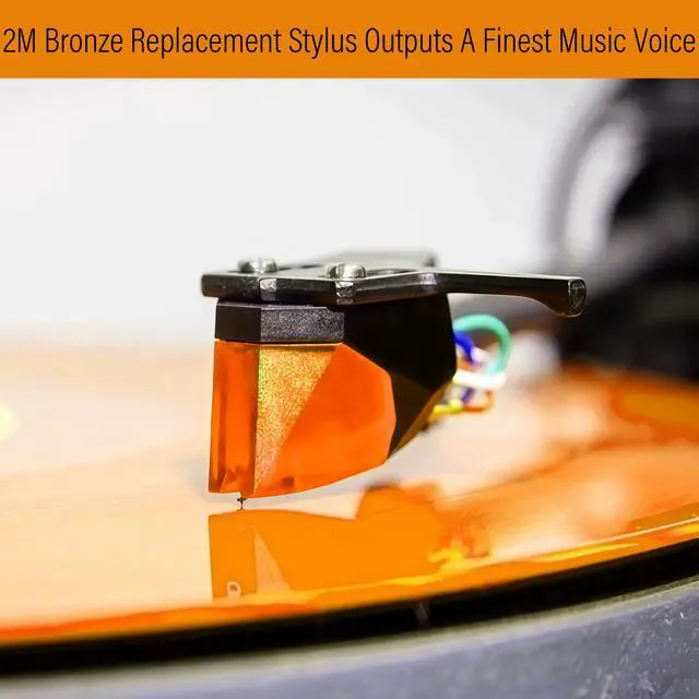 Alt view image 6 of 7 - 2M Bronze Elliptical Diamond Turntables Stylus Replacement for Ortofon 2M Series Stylus, Universally Compatible With Ortofon 2M PnP MkII Turntable Cartridge with Stylus Guard Cover