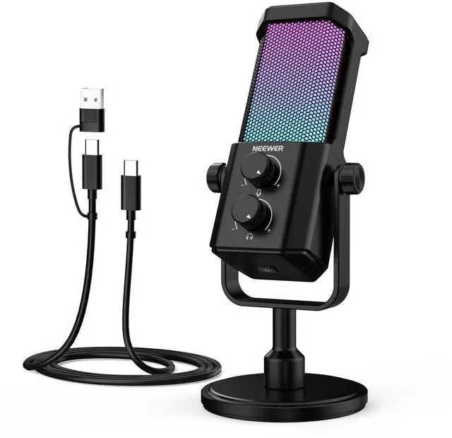 Main image of UM01 AI Noise Canceling USB Microphone, Plug & Play Cardioid RGB Condenser Mic Mute/Music Sync/App Control for Android Windows PC Mac PS4/5 Gaming Recording Streaming Podcasting Studio Computer