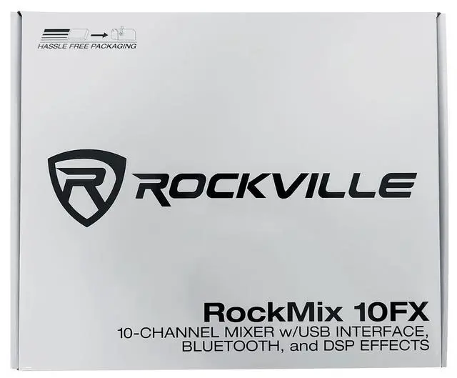 Alt view image 6 of 6 - ROCKMIX 10FX 10 Channel USB Interface Mixer with 2-Way Bluetooth | 16 DSP Effects, 48V Phantom Power, Compressor, 3-Band EQ, Bluetooth 5.0, XLR Outputs, Steel Construction, Vocal Canceler