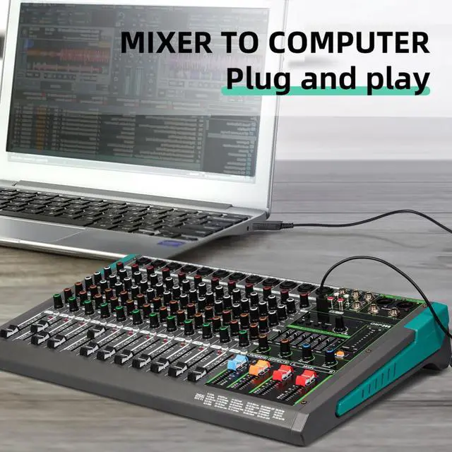 Alt view image 5 of 7 - PA12 Professional Audio Mixer Sound Board Console Desk System Interface 12 Channel Digital USB Bluetooth MP3 Computer Input 48V Phantom Power Built-in 256 Reverb Effect, Black