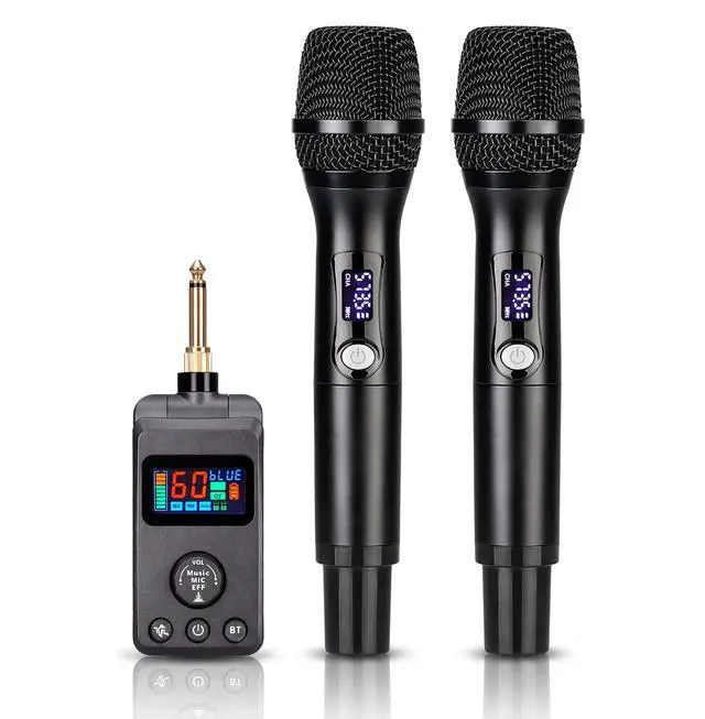 Main image of Microphone, Rechargeable Dual Microphones Karaoke Cordless Mic with Receiver for Karaoke Singing Speech Church, Compatible with Smartphone Laptop