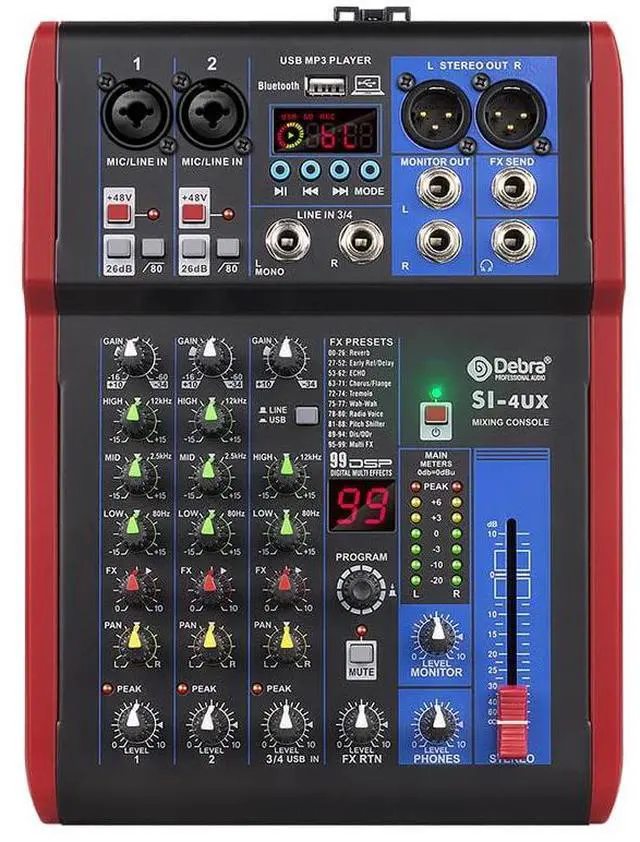 Main image of SI Series Professional Portable Recording Mixer Audio with 99 DSP Digital Effects Mic Preamps and USB for DJ Mixer Console Karaoke Home Recording Studio (SI-4UX)