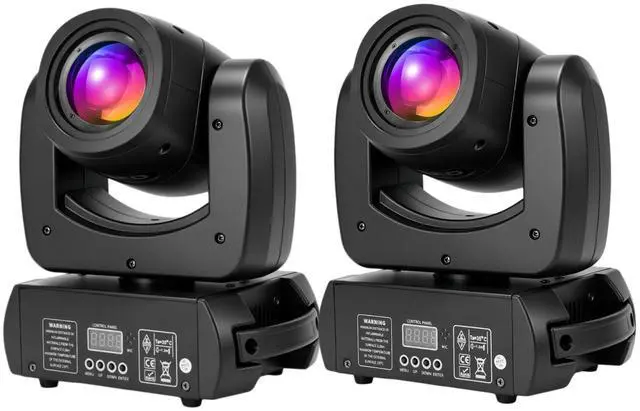 Main image of 150W LED Moving Head Light 18 Facet Prism Spot Stage Light 2 Pack | 8 GOBOs & 8 Colors,Sound Activated & DMX Control, Rotating DJ Lights for Parties, Theaters Bars, Performance Dj Event