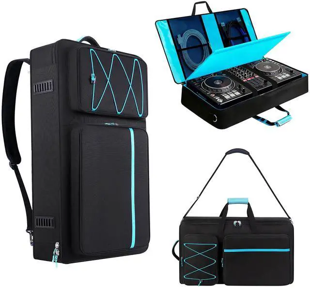 Main image of DJ Controller Case for DDJ FLX10 / GRV6 / REV5 / REV7 / 1000 / SC LIVE 4 | Soft Thick Padded, Multiple Pockets for DJ Accessories and Laptop, DJ Controller Bag with Backpack-Strap & Shoulder Strap