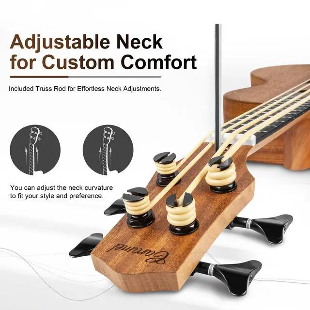 Alt view image 5 of 7 - CUB402 Electric 30inch All Solid Wood Mahogany Ukulele Bass | Tuned as E-A-D-G