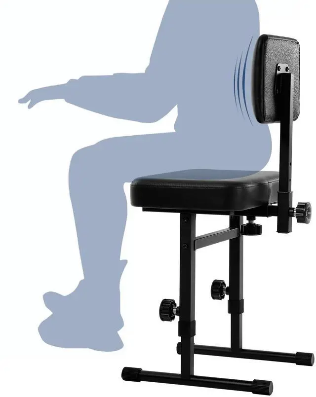 Main image of Adjustable Height Piano Bench with Backrest & Padded Cushion | Comfortable Piano Seat, Music Keyboard Bench Seat for Keyboard Stand, Musicians, Adults & Children,Black