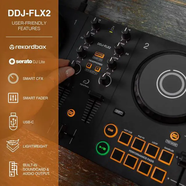 Alt view image 2 of 7 - DDJ-FLX2 Beginner DJ Controller for Phone, Tablet & PC | Start DJing faster with an included DJ course, streaming support, and beginner-friendly mixing features